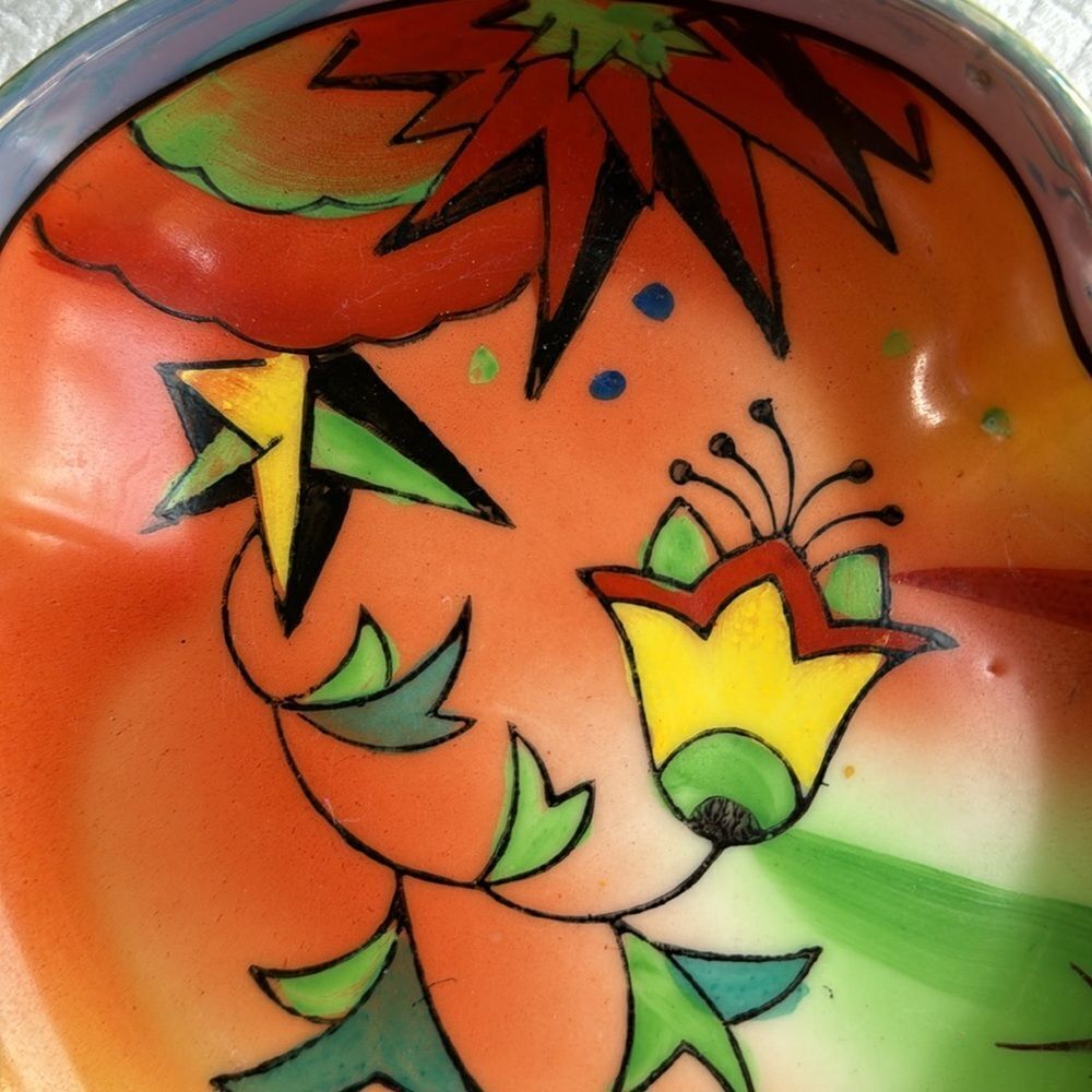 Vintage painted dish from Japan - yellow orange and green - Picture 2 of 7